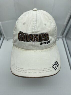 Guinness Strength Cream Spell Out Hat Adjustable Hook & Loop Beer Cap Adult